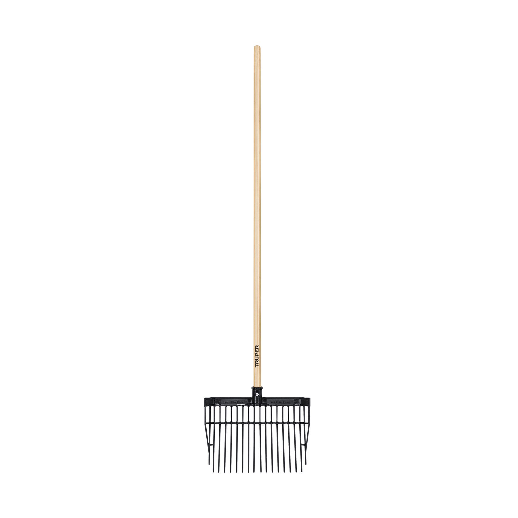 Bieldo para estiércol, 16 dientes, mango 54",cabeza plástica
