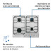 Parrilla gas empotrable 60 cm, 4 quemadores, esmalte, FOSET