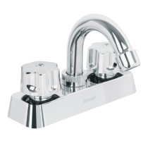 Mezcladora 4" lavabo, ABS, cuello curvo, hexagonal, BASIC