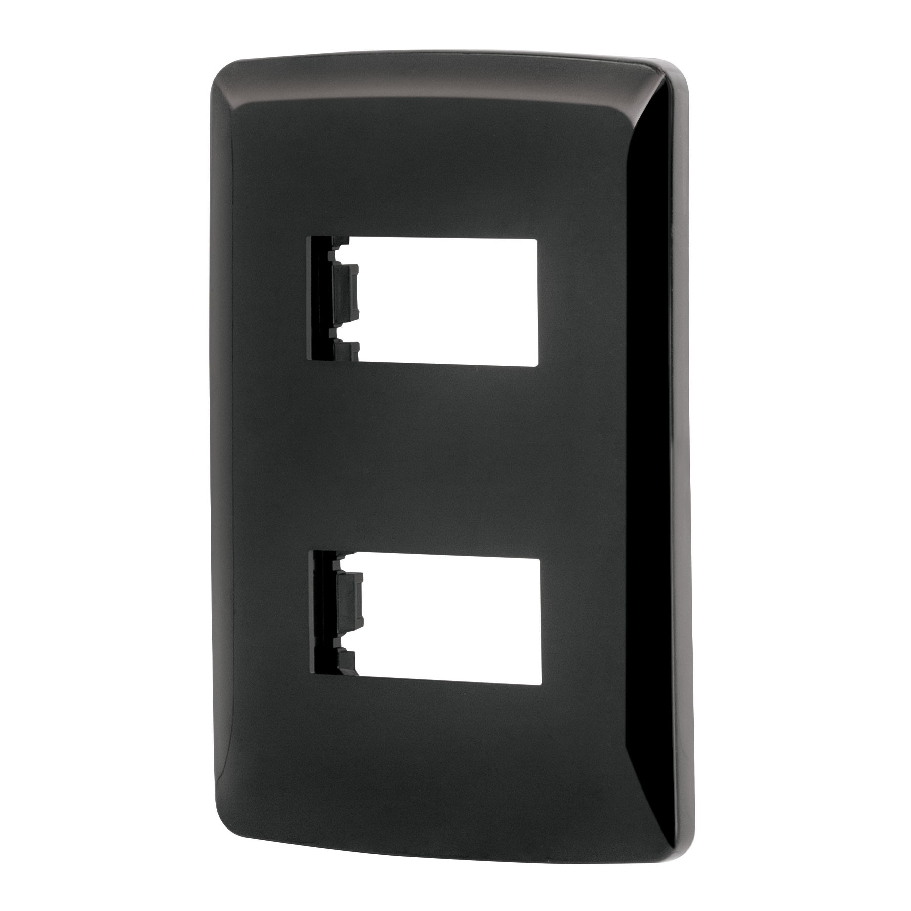 Placa de 2 módulos, negra, Línea Italiana, VOLTECK