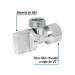 Llave angular 1/2", 1/4 de vuelta, roscable, blíster, FOSET