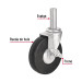 Rodaja hule 6" con espiga sólida y freno, carga 125kg, FIERO
