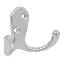 Gancho doble tipo perchero, 7 cm, cromo mate, HERMEX
