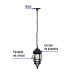 Arbotante tipo farol tradicional colgante p/exterior, negro