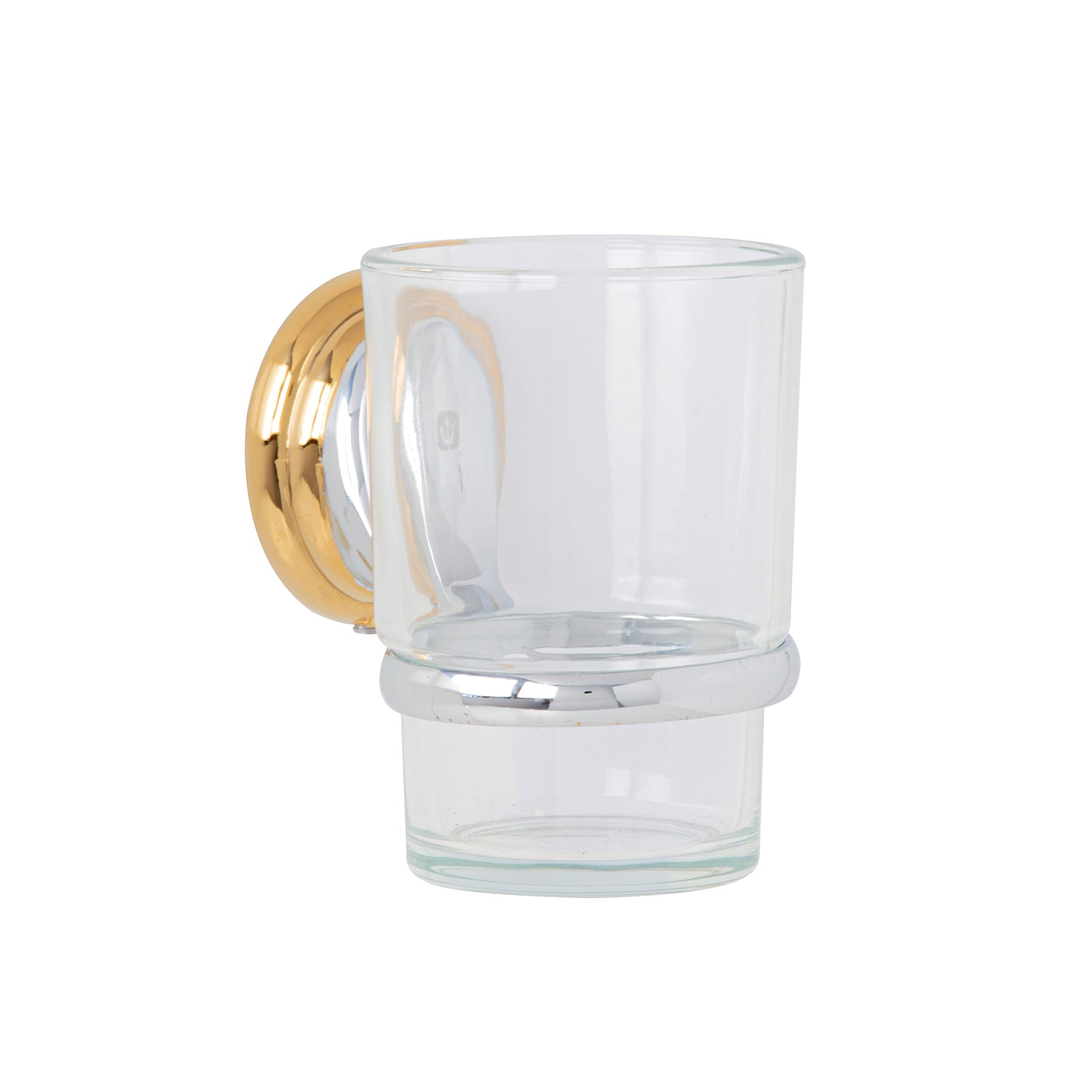 Portavaso cepillero con vaso de vidrio, cromo-oro,FOSET AQUA