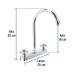 Mezcladora 8" fregadero cromo, cuello curvo, cruceta, BASIC