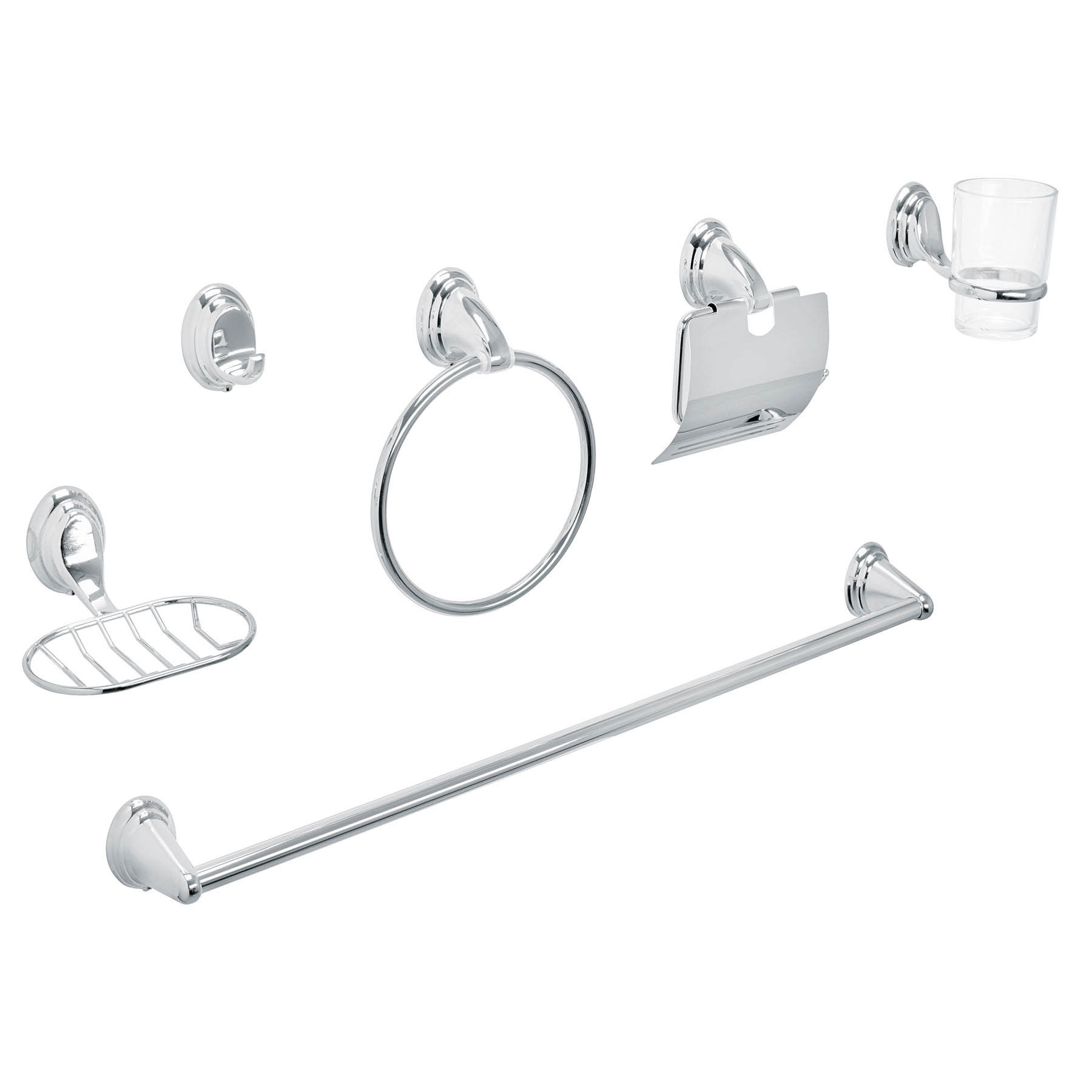 Juego de 6 accesorios para baño, cromo, FOSET AQUA