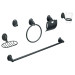 Juego de 6 accesorios para baño, negro, FOSET AQUA