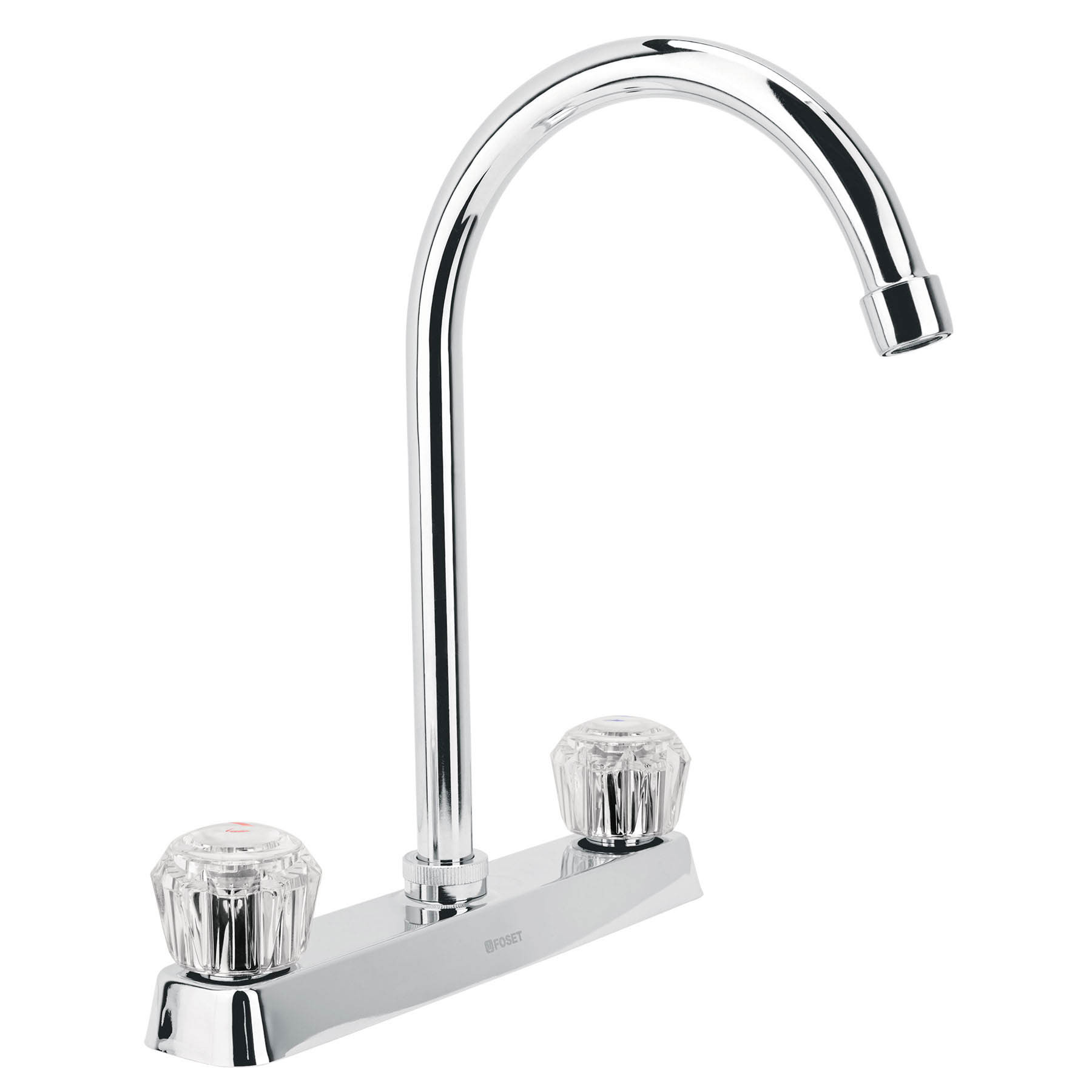 Mezcladora 8" fregadero cromo, cuello curvo, acrílico, BASIC
