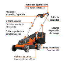 Podadora inalámbrica 40V, 2 baterías 4Ah, 1 carg.dual, PRO