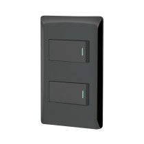 Placa armada negra con 2 interruptores 1 módulo, Lisboa