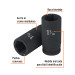 Dado largo de impacto de 1-3/16", 6 puntas, cuadro 3/4"