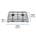 Parrilla de gas de sobreponer,2 quemadores, inox, FOSET AERO