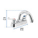 Mezcladora 4" para lavabo, cuello curvo, manerales palanca