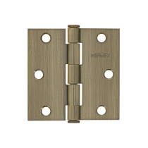 Bisagra cuadrada 3", latón antiguo, cabeza plana, HERMEX