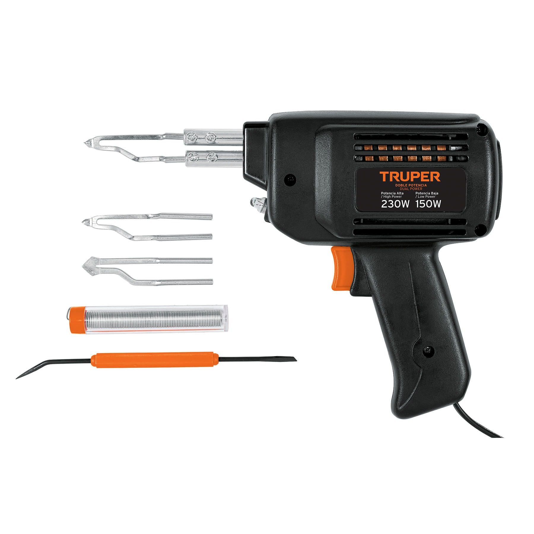 Cautín 230 W tipo pistola con 2 temperaturas, TRUPER