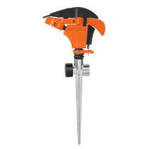 Aspersor plástico 11", dos vías, estaca metálica, TRUPER