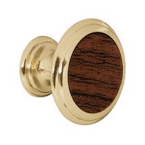 Perilla metálica, latón brillante, inserto madera, HERMEX