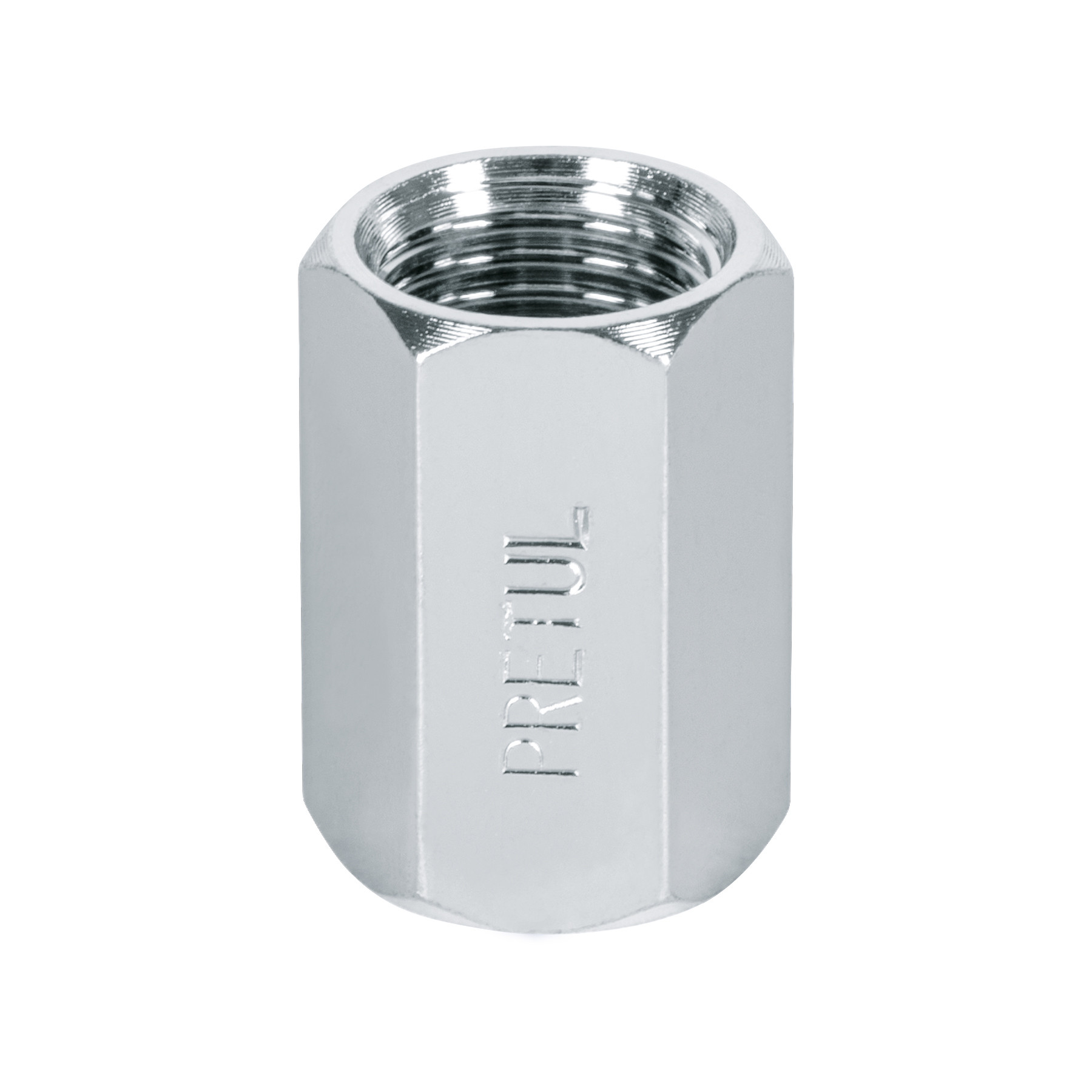 Cople de acero, hembra-hembra, cuerda 1/4" NPT, PRETUL