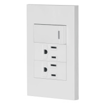 Placa armada 1 interruptor, 2 contactos,1mod,Española,blanco