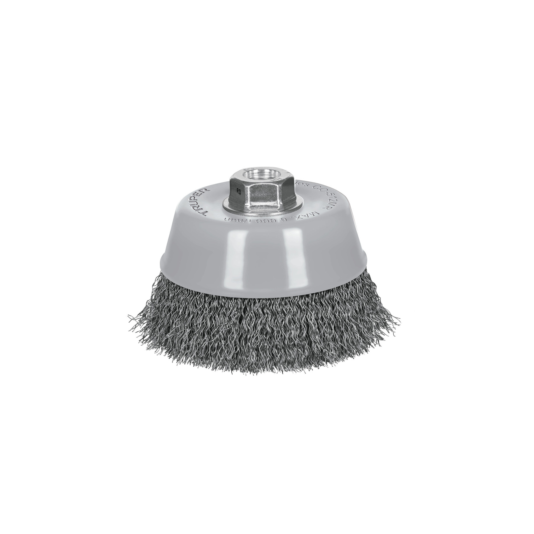 Carda copa 5" alambre ondulado fino, Multi-rosca, TRUPER