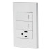 Placa armada 2 interruptores,1 contacto,1mod,Española,blanco