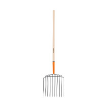 Bieldo para estiércol, 10 dientes, mango 48", cabeza soldada