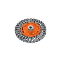 Carda circular 6" alambre trenzado, eje 5/8"-11, TRUPER