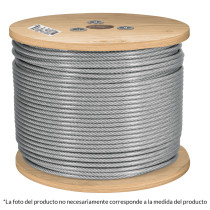 Metro cable flexible 1/8" acero 7x19 recubierto PVC, 300 m