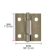 Bisagra rectangular 1 x 7/8", latón antiguo, HERMEX