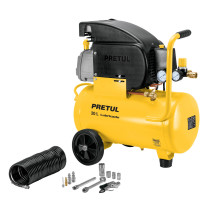Kit Compresor lub, 20L, manguera y accesorios, 127V, PRETUL