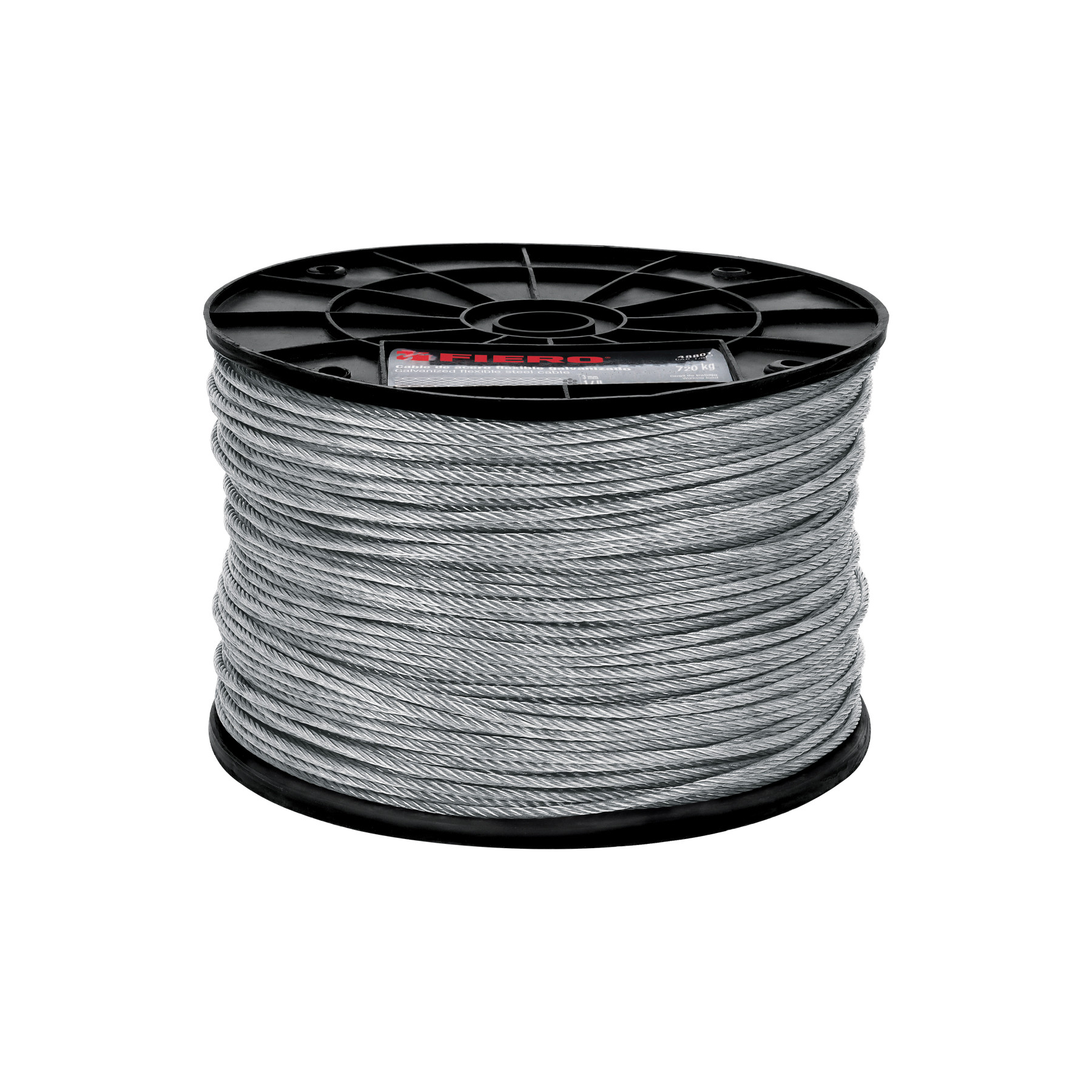 Metro de cable flexible 1/8" de acero 7x19 hilos, 300 m