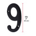 Número 9 de latón sólido 4", negro, HERMEX