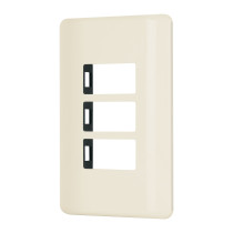 Placa 3 módulos, marfil, línea VOLTECK BASIC