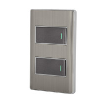 Placa armada acero 1 interruptor y 1 de 3 vías 1 mód, Lisboa