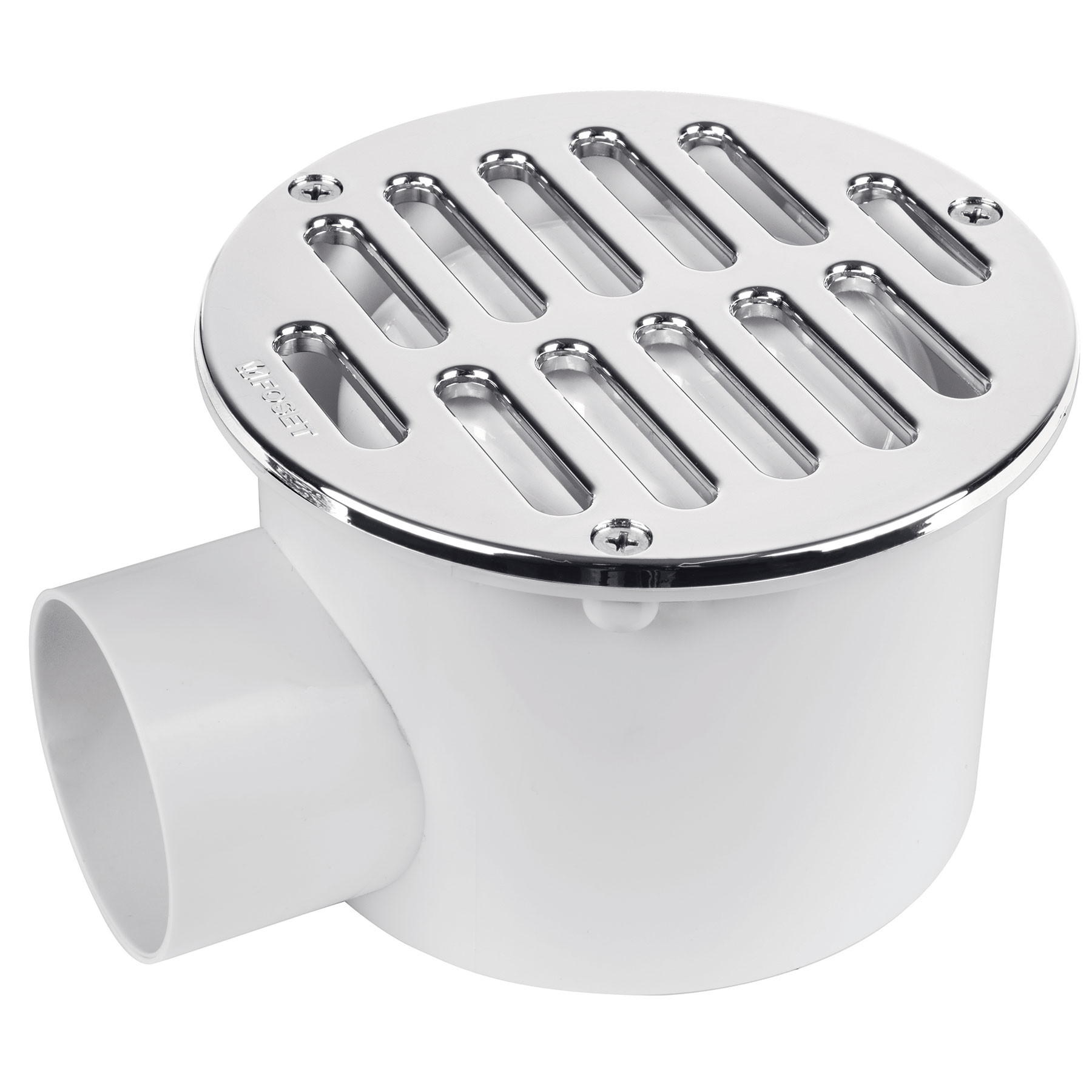 Coladera 5" salida lateral, ABS, rejilla cromada 3 tornillos