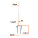 Bieldo para paja, 5 dientes, mango largo 48", cabeza grande