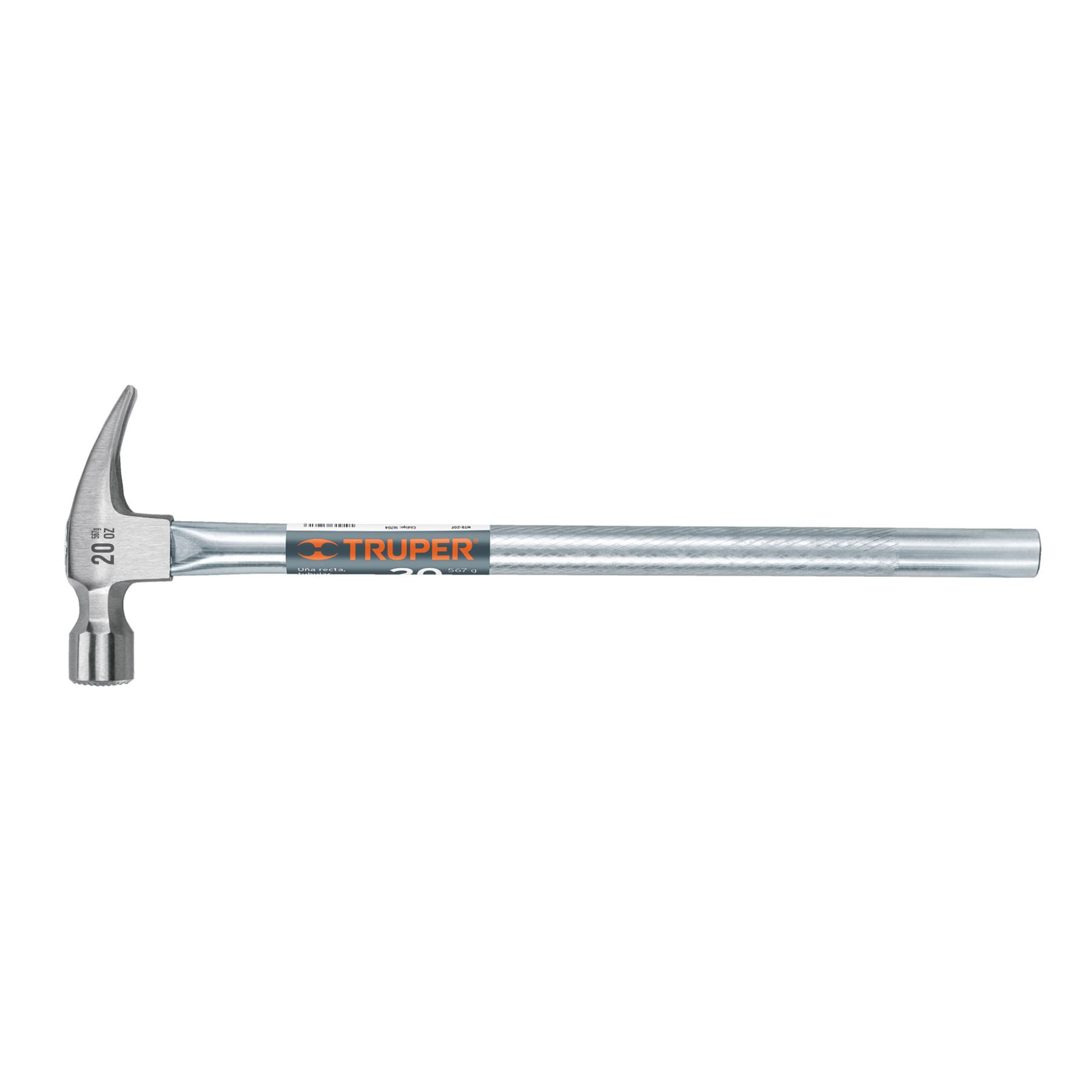Martillo tubular pulido 20oz cara fresada, uña recta, TRUPER