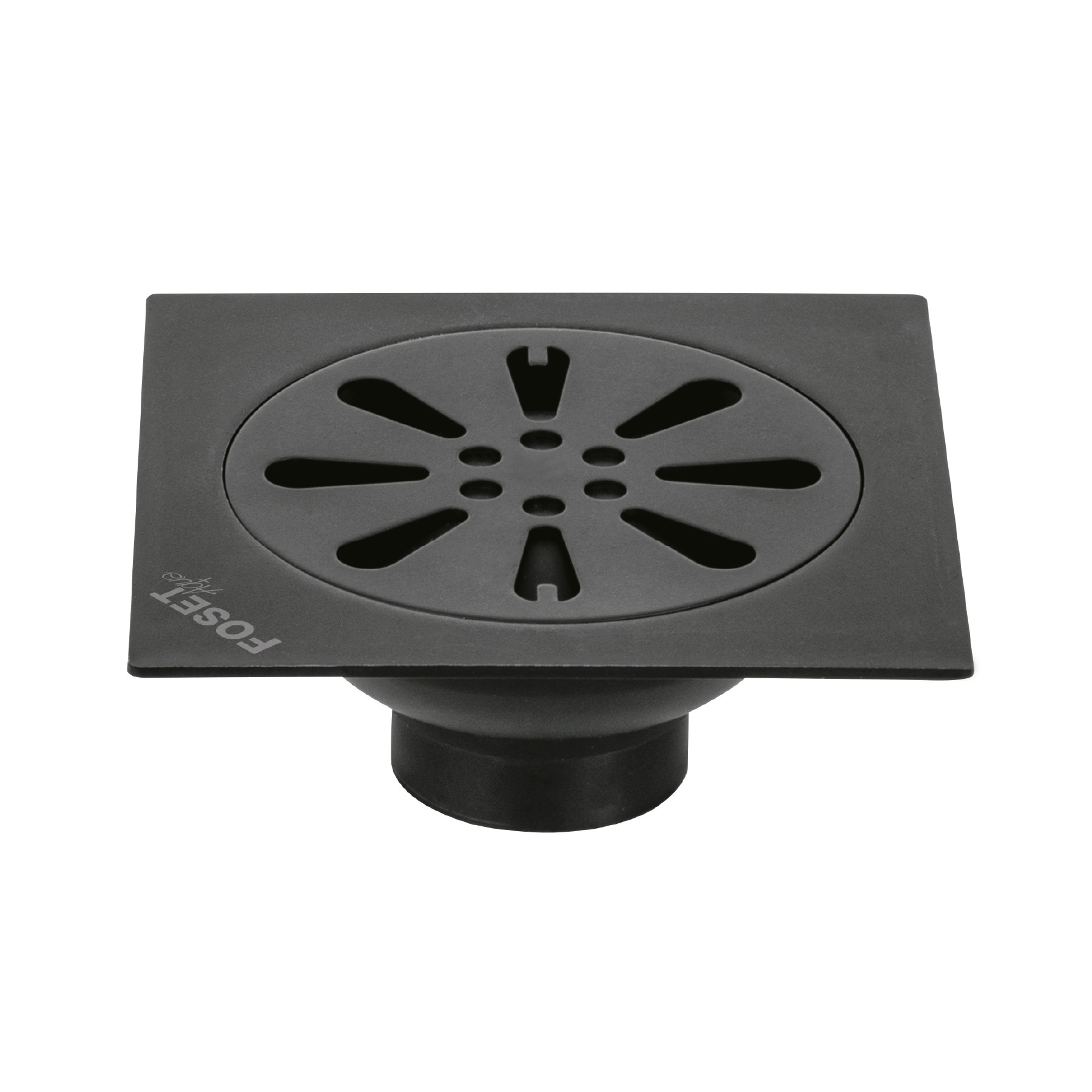 Resumidero cuadrado 4" x 4", acero inoxidable, negro, gota