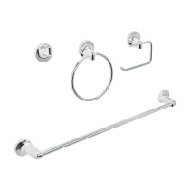 Juego de 4 accesorios para baño, cromo, FOSET AQUA