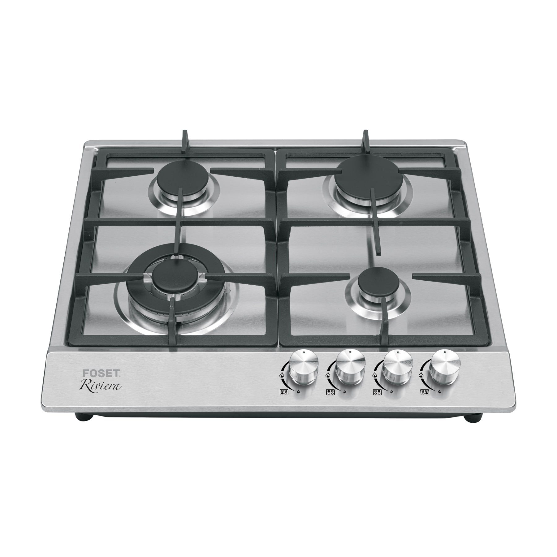 Parrilla gas empotrable 60cm, 4 quem, acero inox, RIVIERA