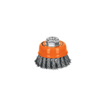 Carda copa 3" alambre trenzado fino, eje 5/8"-11, TRUPER