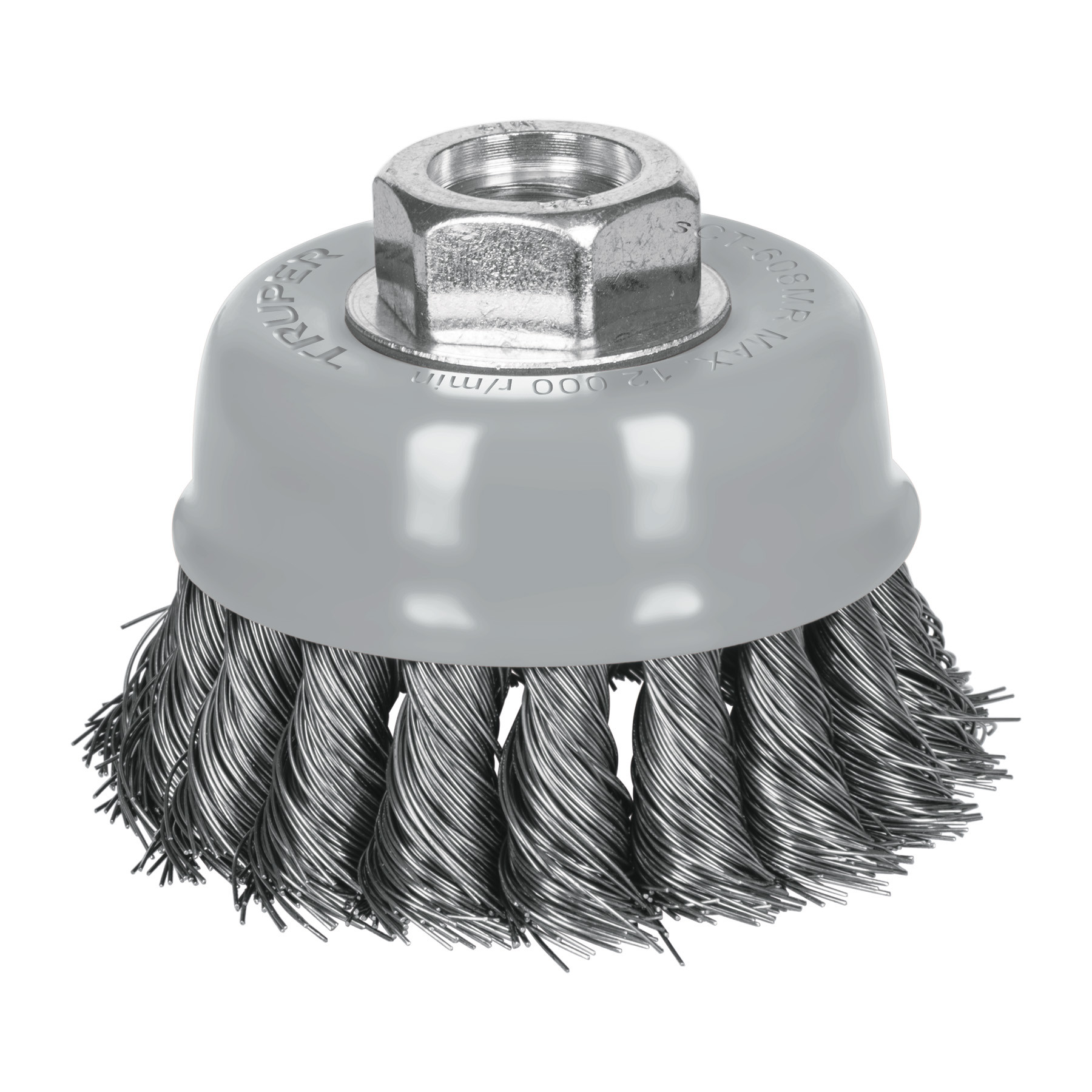 Carda copa 3" alambre trenzado fino, Multi-rosca, TRUPER
