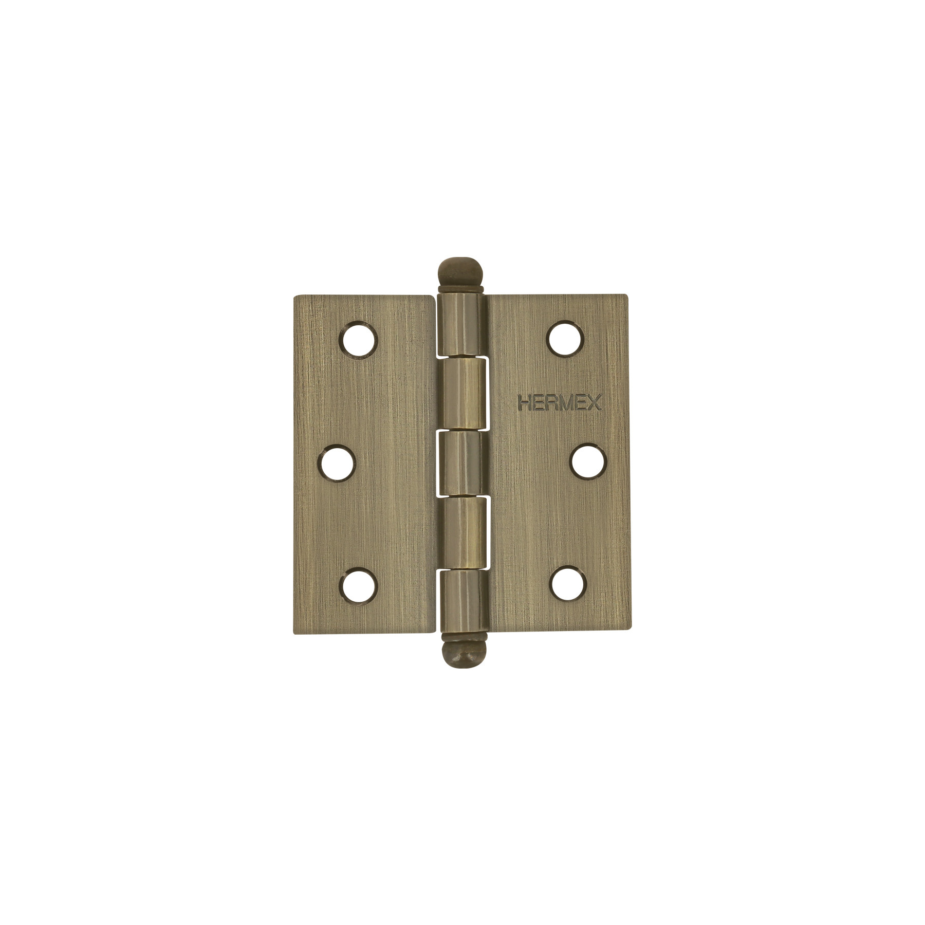 Bisagra cuadrada 2-1/2", latón antiguo, cabeza redonda