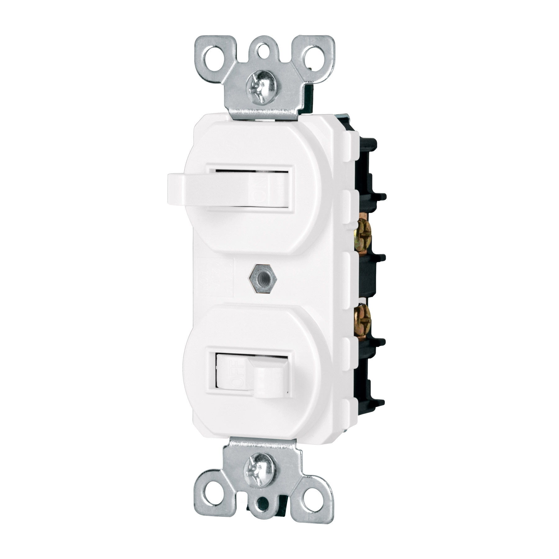 Interruptor dúplex de palanca, Standard, blanco, VOLTECK