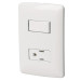 Placa armada contacto e interruptor, blanco, línea Italiana