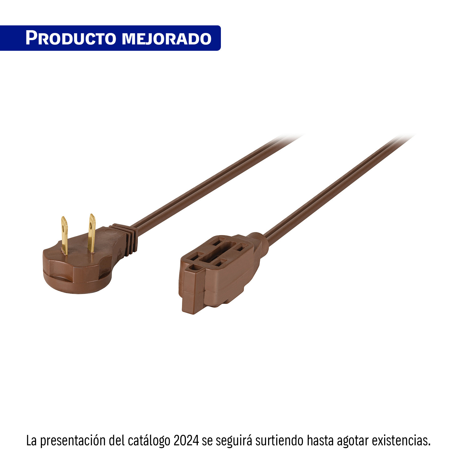 Extensión eléctrica doméstica 10 m clavija plana, café