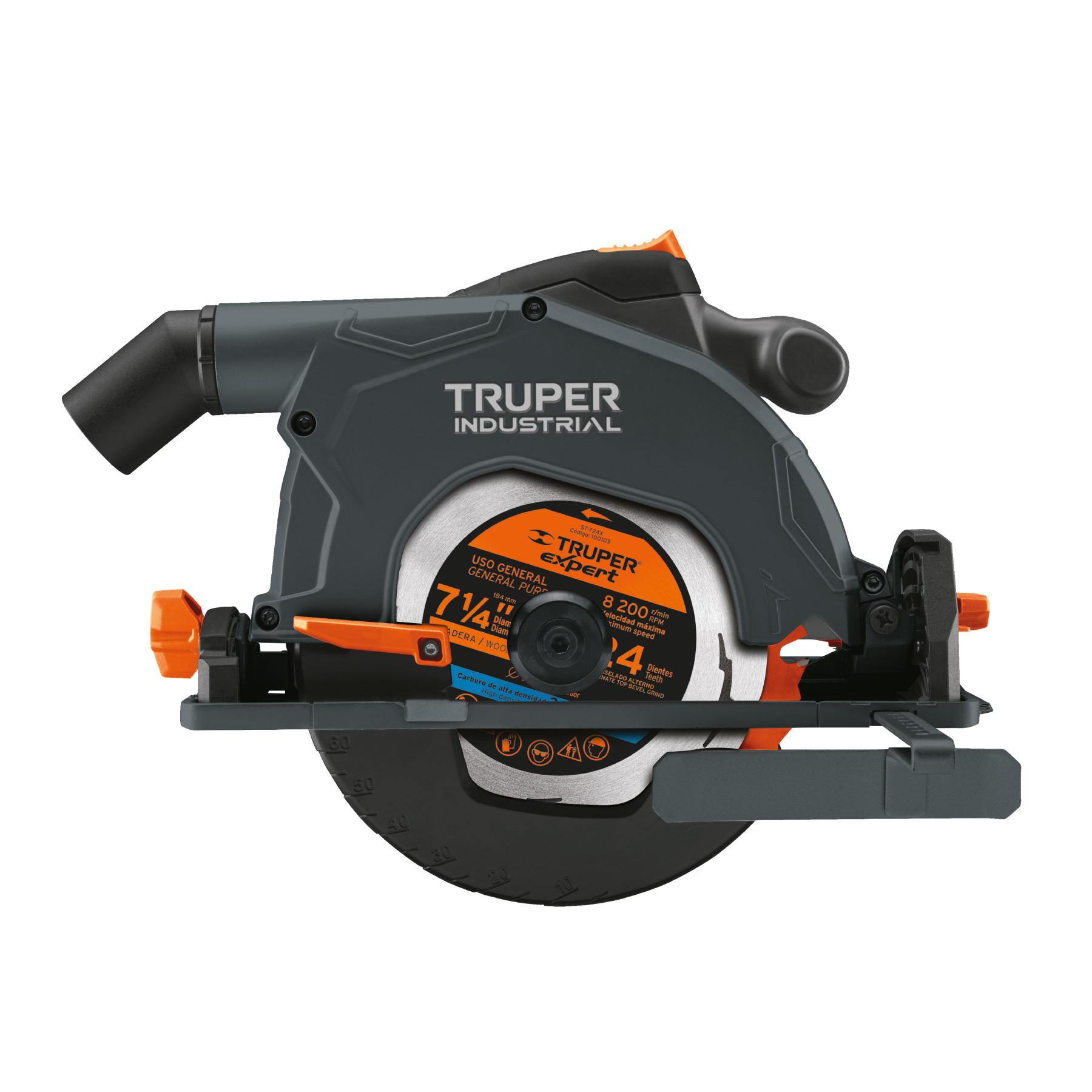 Sierra circular 7-1/4" 1900W, TRUPER INDUSTRIAL