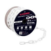 Metro de cadena de 8 mm de plástico blanca, carrete de 25 m