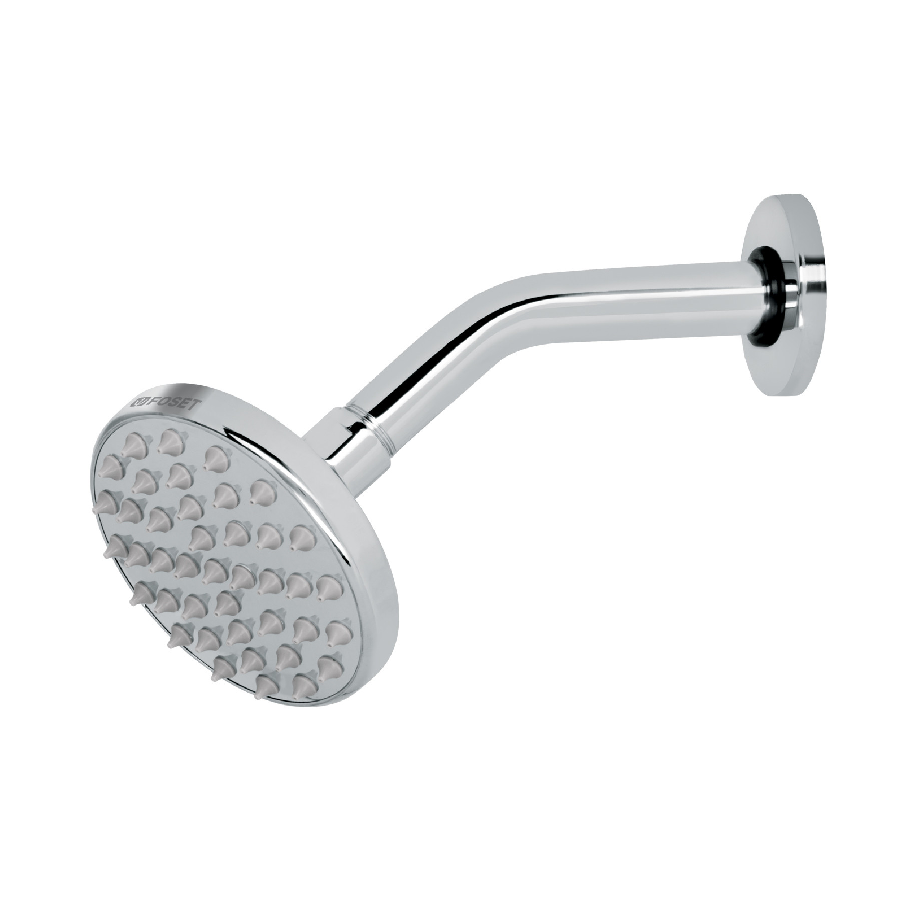 Regadera cromo 4" plato redondo, con brazo, FOSET ELEMENT